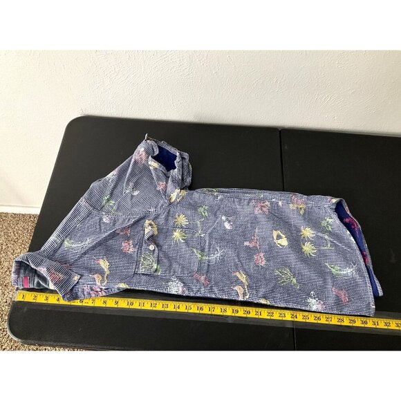 Tommy Bahama Shirt Men M Cotton Button Down‎ Striped Print Travel Vacation - Picture 11 of 13